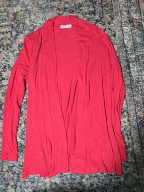Kensie Open-Front Lightweight Red Cardigan